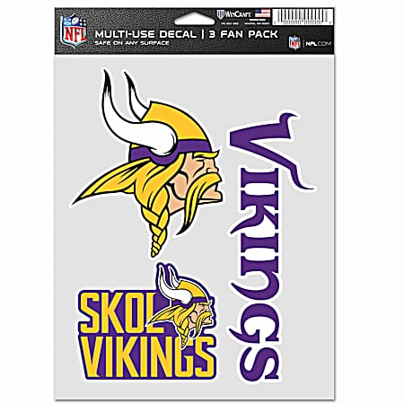Minnesota Vikings Multi-Use Decals - 3 Fan Pack