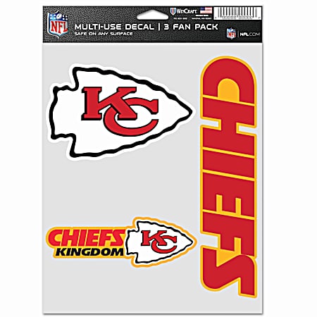 Kansas City Chiefs Multi-Use Decals - 3 Fan Pack