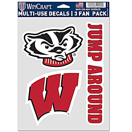 Wisconsin Badgers Multi-Use Decals - 3 Fan Pack