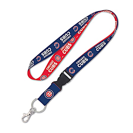 Chicago Cubs Blue/Red Lanyard w/ Detachable Buckle
