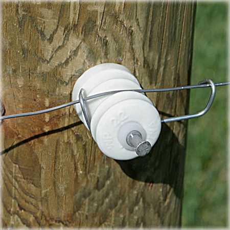 White Ceramic Multi-Groove Wood Post Insulators - 25 Pk