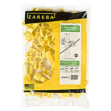 Yellow T-Post Screw-On Insulators - 25 Pk