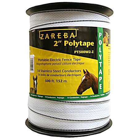 2 in X 500 ft White Electric Fence Polytape
