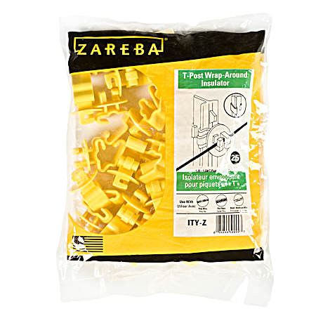 Yellow T-Post Insulators - 25 Pk