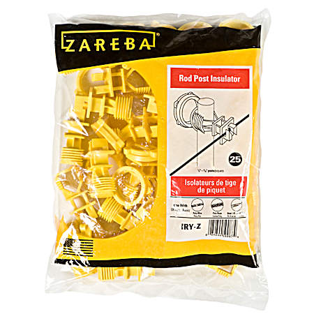 Yellow Round Post Screw-On Insulators - 25 Pk