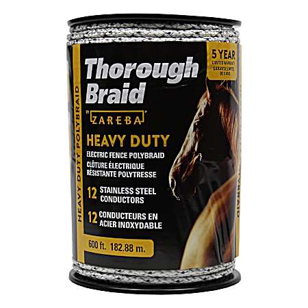 ThoroughBraid 600 ft 12-Strand Electric Fence Heavy-Duty Polybraid