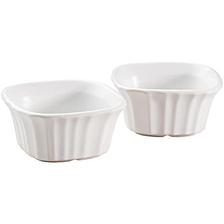 French White Square Ramekins Pair