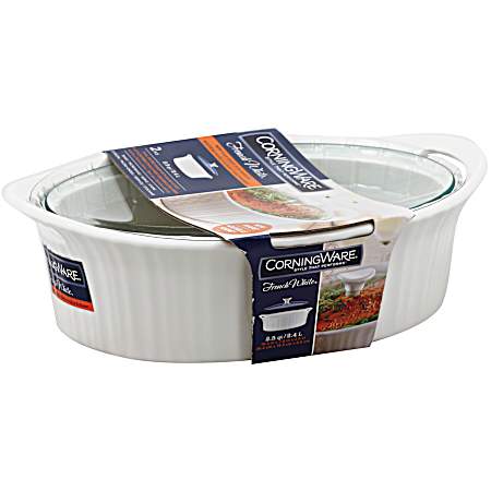French White Oval Casserole with Glass Cover