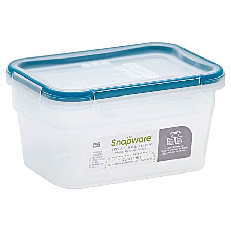 5-Cup Clear/Blue Total Solution Plastic Medium Rectangle Food Storage Container