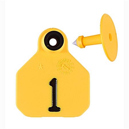 Mini Yellow Combo Numbered 1-25 1 Star Ear Tags - 25 Pk