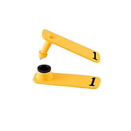 All American Yellow Sheepstar Combo Numbered 1-25 2-Piece Ear Tag System for Livestock ID - 25 Tags