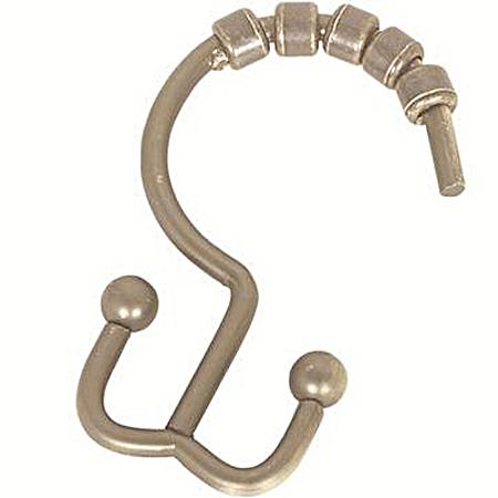 12 Pk. Double Roller Shower Hooks - Brushed Nickel