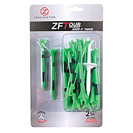 ZFTour Green 3-Prong Golf Tees - 40 Ct