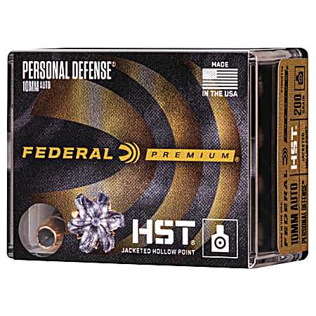 10mm Personal Defense HST 200 Grain Centerfire Handgun Cartridges - 20 Rounds