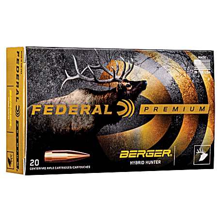 .243 Winchester Premium Berger Hybrid Hunter 95 Grain Centerfire Rifle Cartridges - 20 Rounds