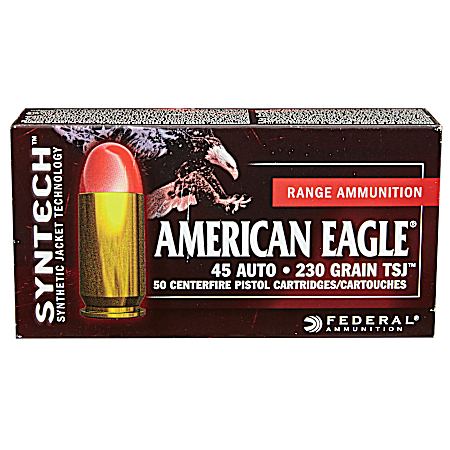 .45 ACP Syntech 230 Grain Centerfire Handgun Cartridges-50 Rounds