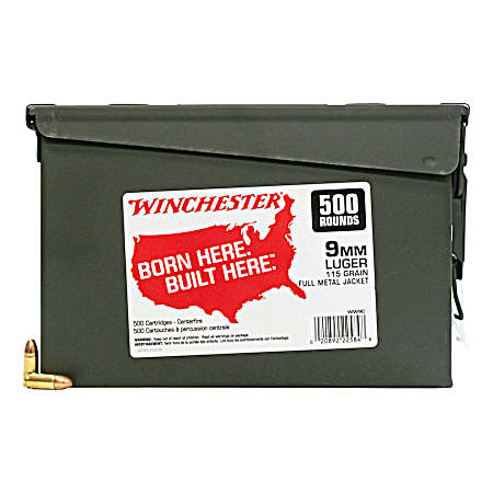 9mm USA 115 Grain FMJ Handgun Cartridges- 500 Rounds
