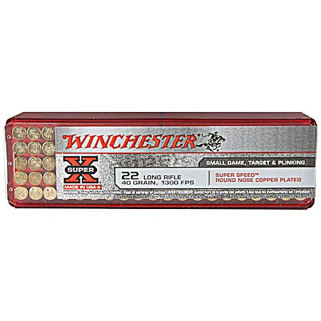 .22 LR Super-X Rimfire 40 Grain Rifle Cartridges - 100 Rounds