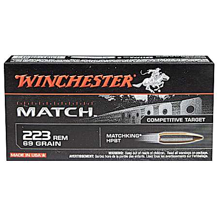 .223 Match Competitive Target 69 Grain Centerfire Cartridges - 20 Rounds