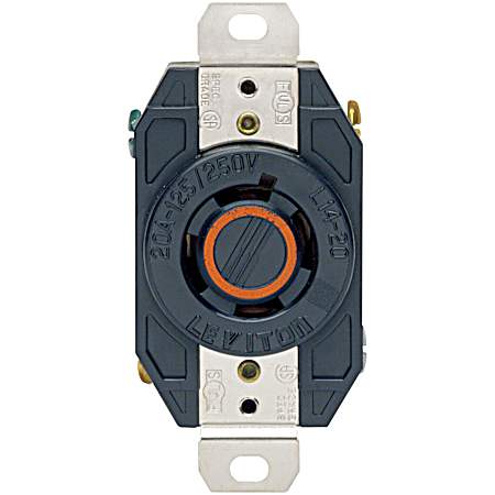 20 Amp Single Locking Outlet - Black