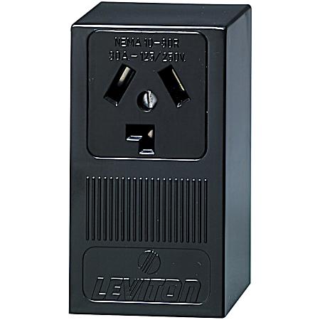 Straight Blade Surface Mount Receptacle - Black