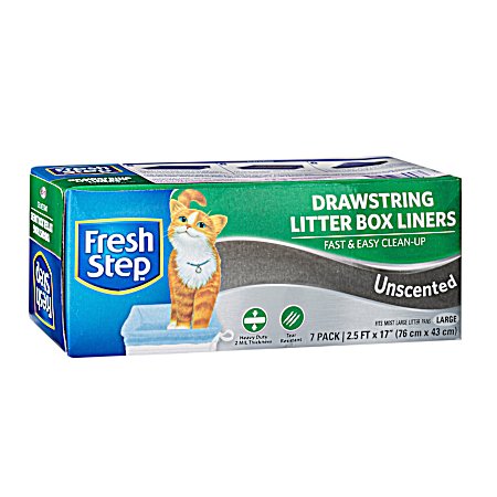 Unscented Drawstring Litter Box Liners - 7 Ct