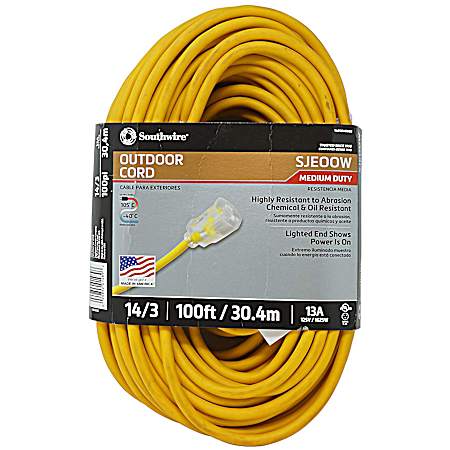 Polar Solar 14/3 SJEOOW Yellow Outdoor Extension Cord