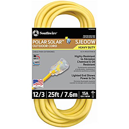 Polar Solar 12/3 SJEOOW Yellow Outdoor Extension Cord