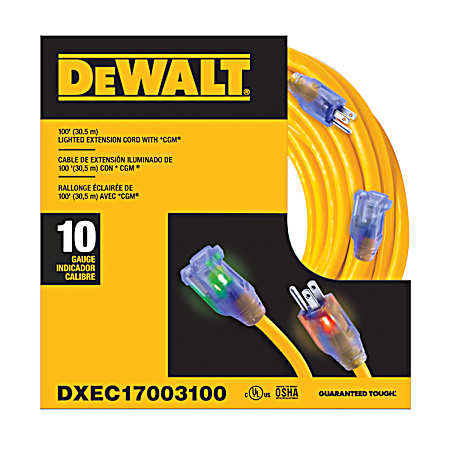 10/3 SJTW 100 ft Lighted Extension Cord
