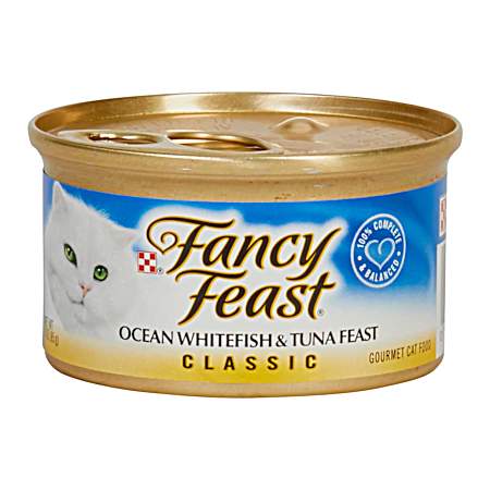Fancy Feast Adult Ocean Whitefish & Tuna Feast Classic Pate Wet Cat Food 3 oz