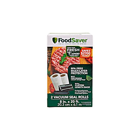 8 in x 20 ft Vacuum-Seal Roll - 2 Pk