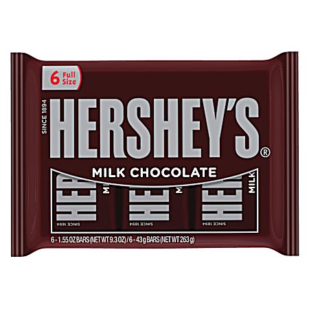 1.55 oz Full Size Milk Chocolate Bar, 6 pk