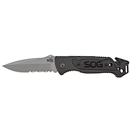 Escape Black Clip-Point Serrated Folding Knife