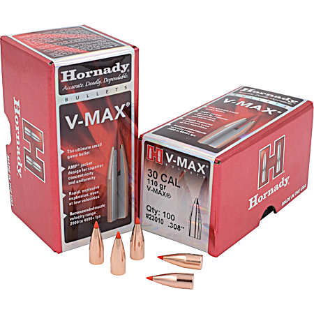 30 CAL .308 110 GR V-MAX Rifle Reloading Bullets - 100/box