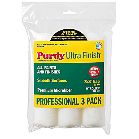 9 in X 3/8 in Ultra Finish Contractor 1st Roller Cover - 3 Pk