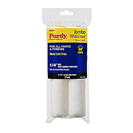 6.5 in Jumbo WhiteDove 0.25 in Mini Roller Cover - 2 Pk