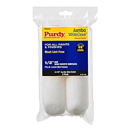 6.5 in Jumbo WhiteDove 0.50 in Mini Roller Cover - 2 Pk