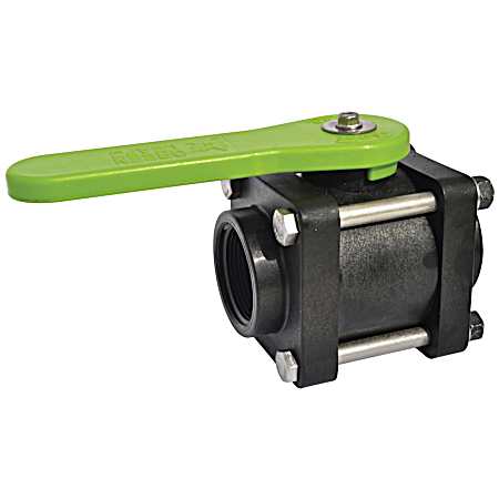 2 in FPT Black/Green Polypropylene 4-Bolt Standard Port Ball Valve
