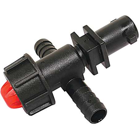 1/2 in Hose Barb Black Polypropylene Quick Attach Nozzle Body Tee w/ Check Valve