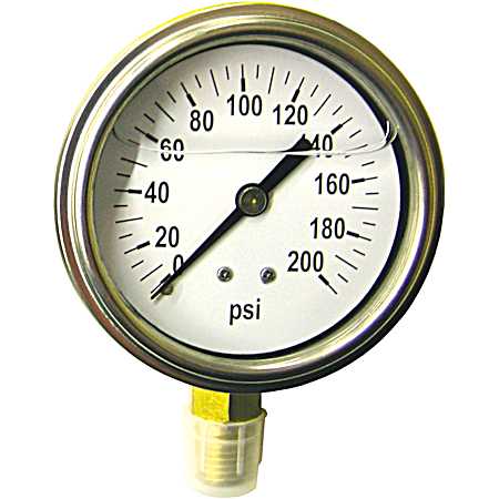2-1/2 in 200 PSI Steel Liquid Filled Gauge