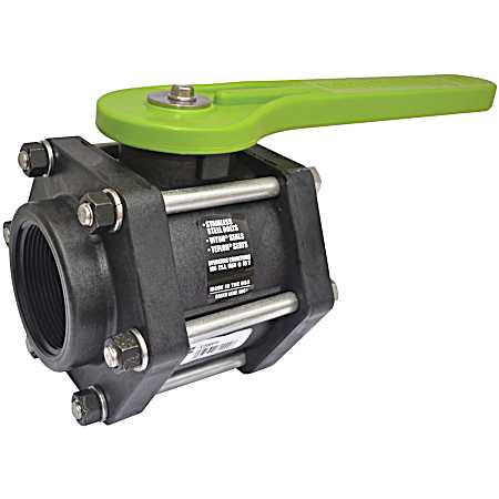2 in FPT Black/Green Polypropylene 6-Bolt Full Port Ball Valve
