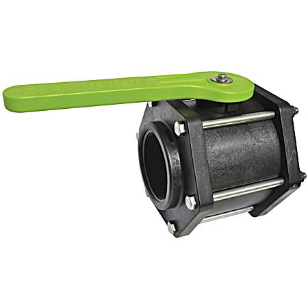 3 in FPT Black/Green Polypropylene 6-Bolt Full Port Ball Valve