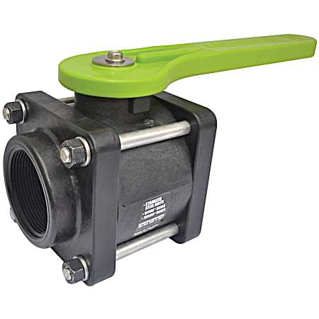 2 in FPT Black/Green Polypropylene 4-Bolt Full Port Ball Valve