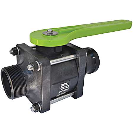 2 in MPT x Male Black/Green Polypropylene Cam Coupler 4-Bolt Full Port Ball Valve