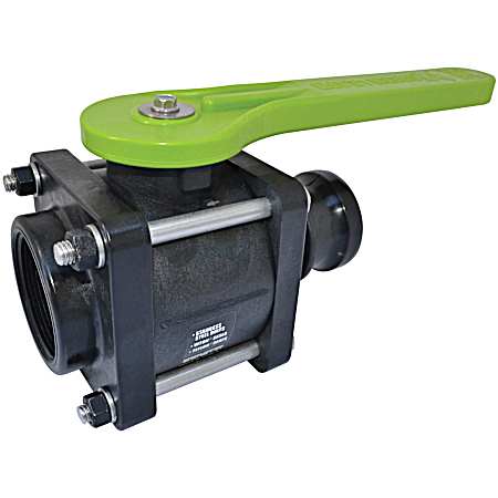 2 in FPT x Male Black/Green Polypropylene Cam Coupler 4-Bolt Full Port Ball Valve