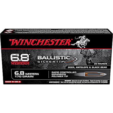 6.8 Western Ballistic Silvertip Big Game 170 Grain Rapid Controlled Expansion Polymer Tip Rifle Cartridges - 20 Rounds