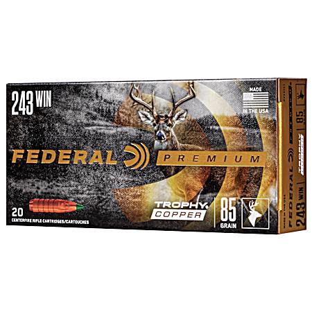.243 Winchester MeatEater Trophy Copper 85 Grain Centerfire Rifle Cartridges - 20 Rounds