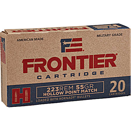 .223 Remington Frontier 55 Grain Hollow Point Match Rifle Cartridges - 20 Rounds