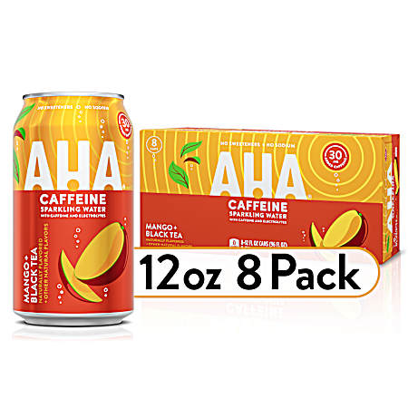 12 oz Mango + Black Tea Sparkling Water - 8 pk