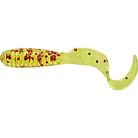 Chartreuse Red Flake Curly Tail Teenie Grub